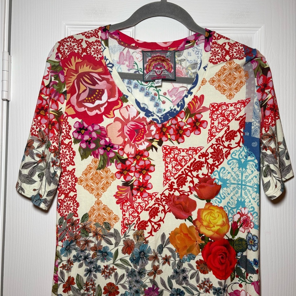 Johnny Was Tango Patchwork Midi‎ T-Shirt Dress | XS - Picture 5 of 9